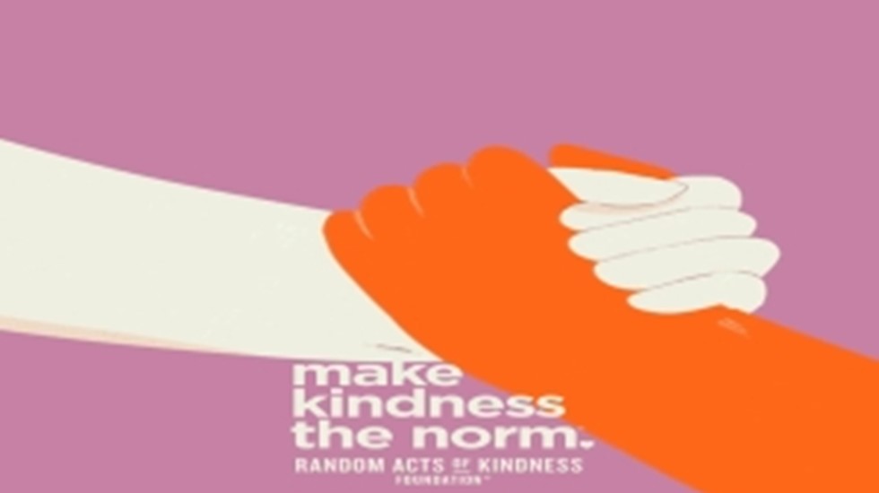 Two hand interlocked with text: Make kindness the norm.